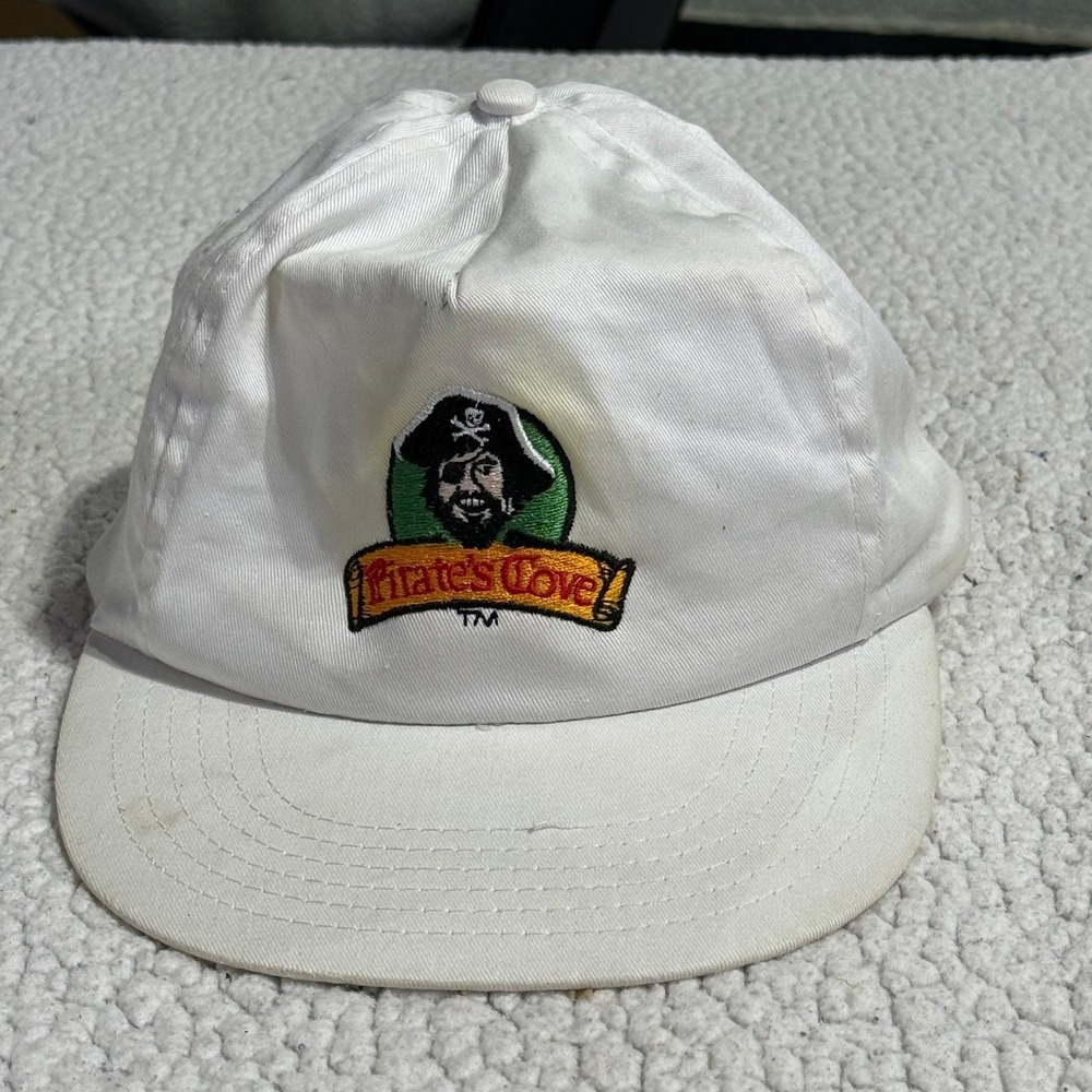 Vintage Pirate's Cove Adventure Golf Snapback Hat White‎ J Hats Souvenir Cap